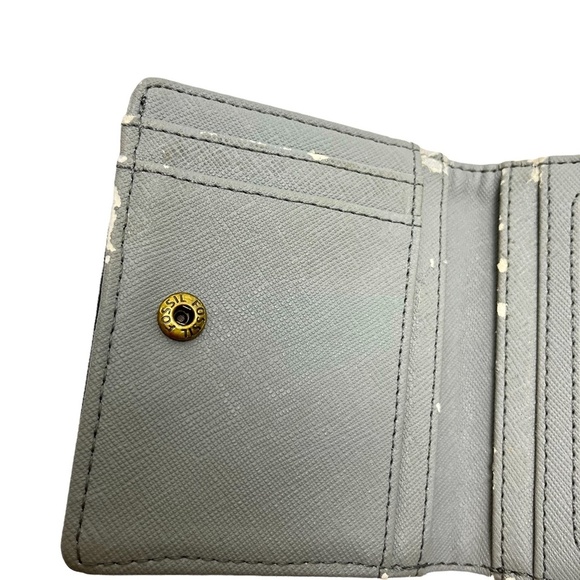 FOSSIL Genuine Leather Gray Pink Yellow Bi-Fold Wallet Coin Purse Cash Holder - Picture 15 of 16
